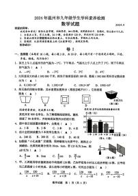 90，2024年浙江省温州市九年级学生学科素养检测中考一模数学试题