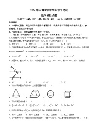 245，2024年云南省楚雄彝族自治州元谋县部分学校中考一模数学模拟试题(无答案)