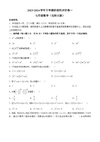 254，河南省周口市项城市第一初级中学2023-2024学年七年级下学期第一次月考数学试题(无答案)