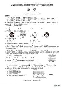 2024年广西壮族自治区玉林市+九年级初中学业水平考试适应性检测+数学试题