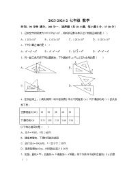 陕西省西安市铁一中学（曲江校区）2023-2024学年七年级下册期中数学试题（含解析）