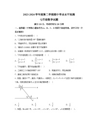 山东省烟台市莱州市2023-2024学年七年级下册4月期中考试数学试题（含解析）