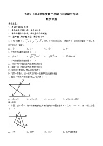 黑龙江省牡丹江市2023-2024学年七年级下学期期中数学试题(无答案)