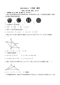 陕西省西安市铁一中学（曲江校区）2023-2024学年八年级下学期期中数学试题(无答案)