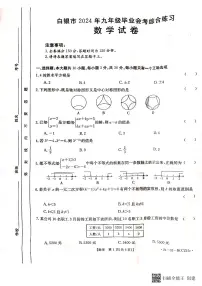 2024年甘肃省白银市中考三模数学试题