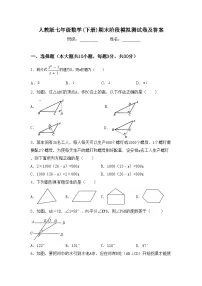 人教版七年级数学(下册)期末阶段模拟测试卷及答案