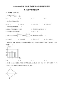 2024年甘肃省武威市凉州区第五中学教研联片中考二模数学试题（原卷版+解析版）