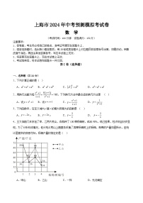 上海市2024届九年级下学期中考预测模拟考数学试卷(含解析)