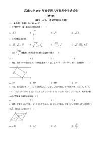 甘肃省武威第七中学2023-2024学年下学期 八年级数学期中考试试题 （原卷版+解析版）
