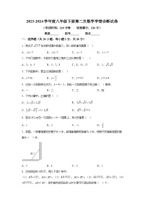 广东省惠州市惠阳区惠阳中山中学2023-2024学年八年级下学期期中数学试题（含解析）