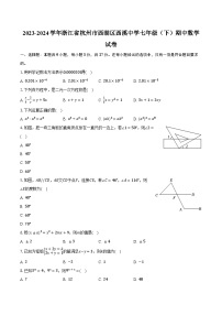 2023-2024学年浙江省杭州市西湖区西溪中学七年级（下）期中数学试卷（含解析）
