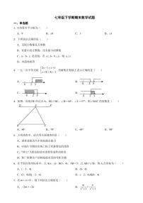 湖北省武汉市洪山区2024年七年级下学期期末数学试题(附参考答案）