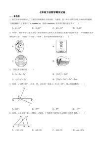 陕西省宝鸡市2024年七年级下册数学期末试卷(附参考答案）