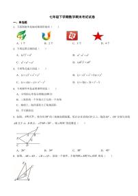 四川省巴中市巴州区2024年七年级下学期数学期末考试试卷(附参考答案）