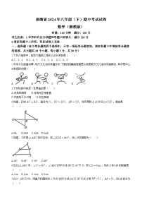 湖南省多校联考2023-2024学年八年级下学期期中数学试题(无答案)