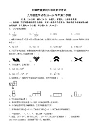 湖南省长沙市明德教育集团2023-2024学年九年级下学期期中数学试题