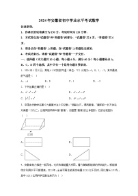 2024年安徽省池州市青阳县多校中考三模数学试题（含解析）