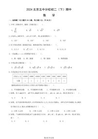 +北京市第五中学分校2023-2024学年八年级下学期期中数学试题