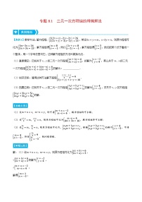 人教版七年级数学下册压轴题专项讲练专题8.1二元一次方程组的特殊解法(原卷版+解析)