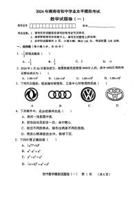 2024年5月湖南省永州市冷水滩区李达中学九年级下学期中考模拟数学试卷