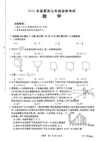 20，2024年甘肃省临夏州九年级诊断考试中考二模数学试题