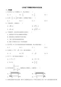 四川省泸州市2024年七年级下学期数学期末考试试卷附参考答案