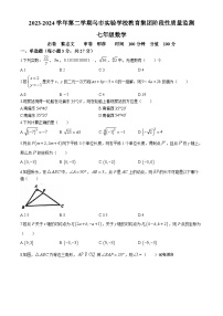 03，新疆维吾尔自治区乌鲁木齐市实验学校2023-2024学年七年级下学期期中数学试题(无答案)