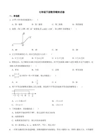 浙江省台州2024年七年级下册数学期末试卷(附参考答案）