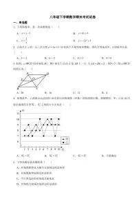 湖南省长沙市2024年八年级下学期数学期末考试试卷附参考答案