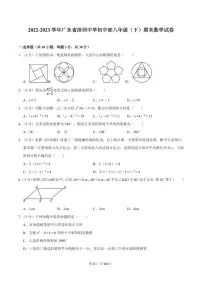 2022-2023学年深圳中学初中部八年级下学期期末数学试卷及答案