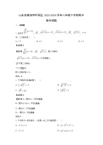 数学：山东省威海市环翠区2023-2024学年八年级下学期期中试题（解析版）