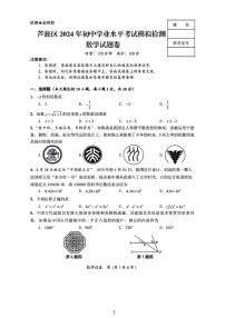 2024株洲市芦淞区中考模拟检测数学试卷