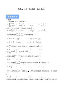 专题04 二元一次方程组（重点+难点）（原卷版）-2023-2024学年七年级数学下学期期中期末挑战满分冲刺卷（苏科版，江苏专用）