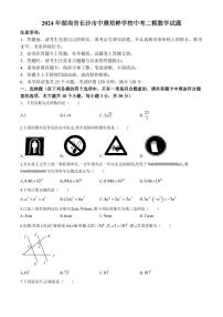 2024年湖南长沙中雅培粹学校中考二模数学试题（含答案）