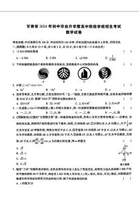 甘肃省武威市多校联考2024年中考三模考试数学试题