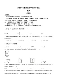 2024年安徽省马鞍山市含山县多校中考三模数学试题