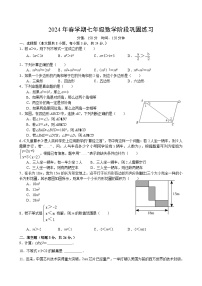 江苏省盐城市射阳实验初级中学2023-2024学年七年级下学期巩固练习(6月月考)数学试题