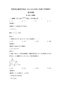 数学：陕西省安康市汉阴县2023-2024学年八年级下学期期中试题（解析版）