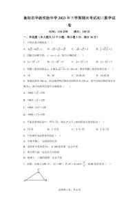 湖南省衡阳市华新实验中学2023-2024学年九年级上学期期末数学试题