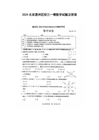 2024北京通州区初三一模数学试题及答案