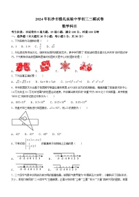 2024年湖南省长沙市雅礼实验中学中考二模数学试题（含答案）
