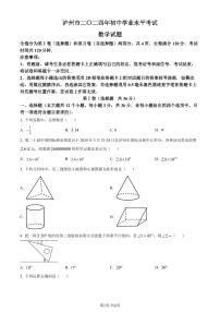 2024年四川省泸州市中考数学试题+答案
