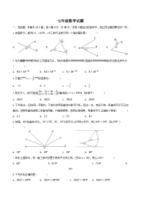 山东省聊城市阳谷县四校联考2023-2024学年七年级下学期期中考试数学试卷(含答案)