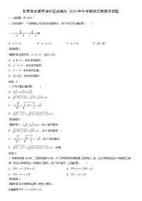 [数学]甘肃省武威市凉州区武南片2024年中考模拟三模试题（解析版）