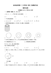 2024年吉林省吉林油田第十二中学九年级第三次中考模拟考试数学试题