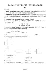 四川省凉山州2024年中考真题考试数学试题+答案