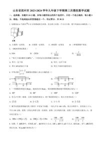 [数学]2024年山东省滨州市年九年级下数学期第三次中考模拟数学试题（含答案）
