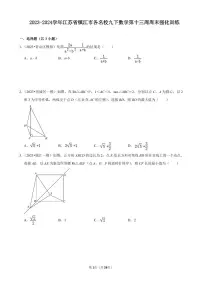 2023-2024学年江苏省镇江市各名校九下数学第十三周周末强化训练（含答案）