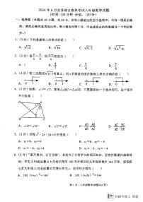 山东省东营市利津县（五四制）2023-2024学年八年级下学期6月月考数学试题