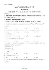 2024年云南省中考数学试题（原卷版+含解析）